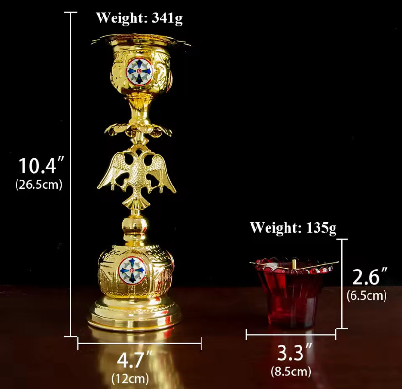 Olielamp Met Rood Glas