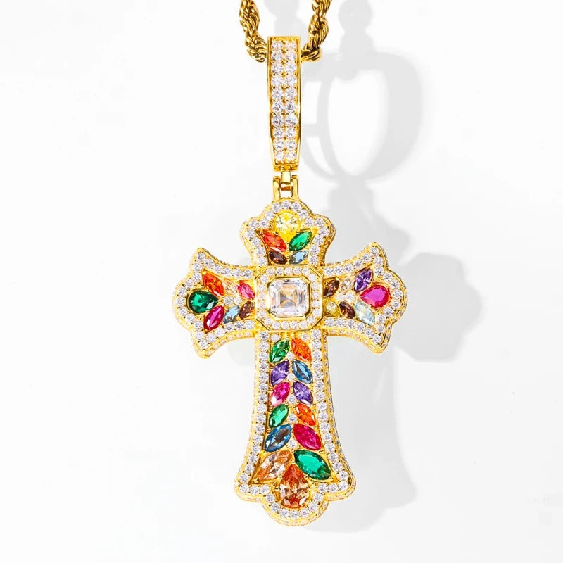 Regenboog Edelstenen Kruis Ketting