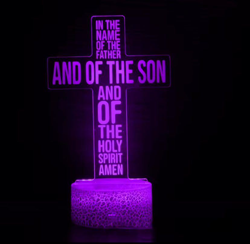 Acryl Kruis 3D Lamp
