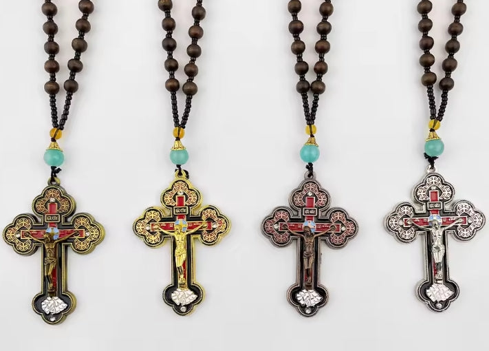 Rozenkrans ketting met houten kralen