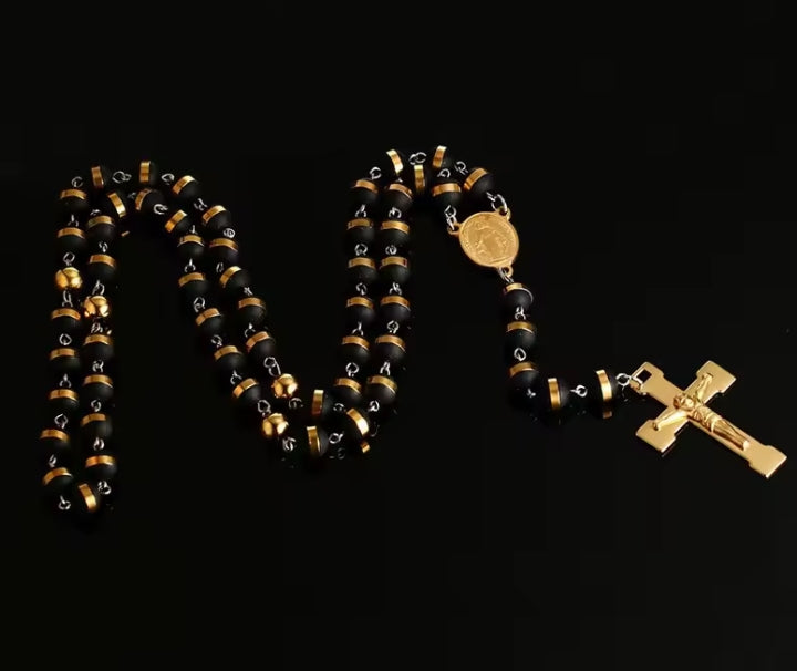 Rozenkransketting met roestvrijstalen kruis