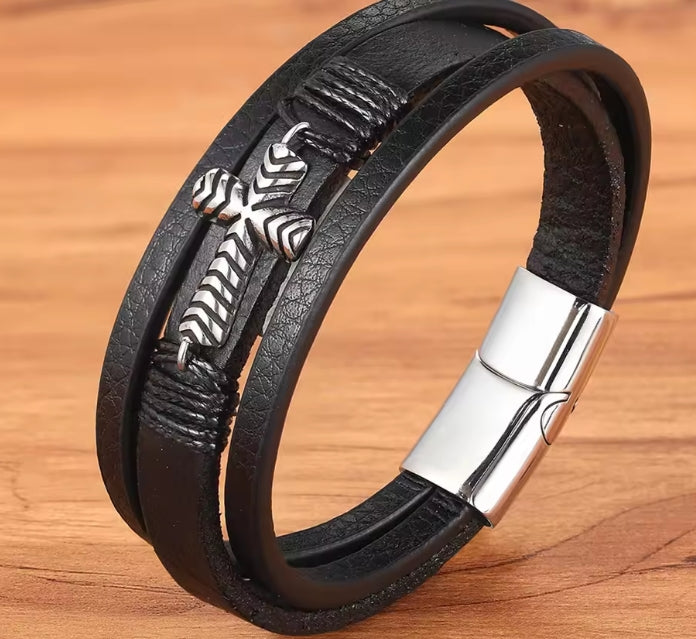 Kruis Multi-Layer Lederen Armband