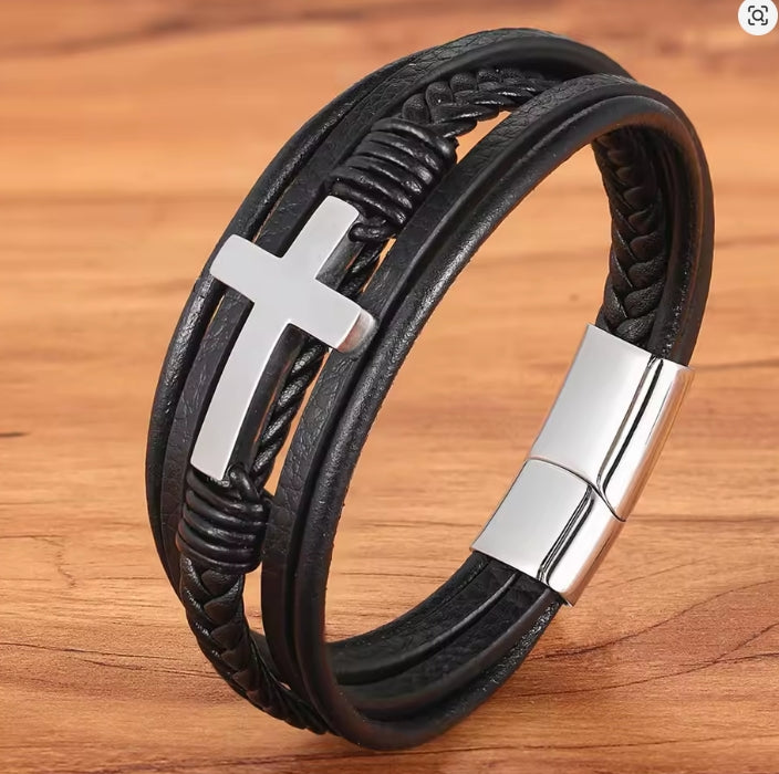 Kruis Multi-Layer Lederen Armband
