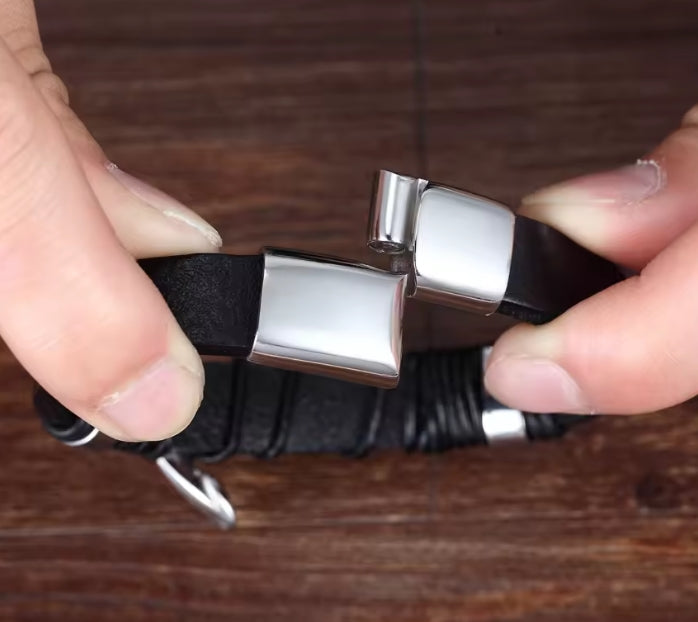 Cross Design Lederen Armband