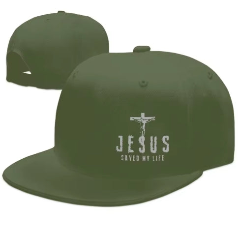 Christian Snapback cap met “Jesus Saved My Life”
