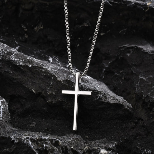 zilverkleurige metalen effen kruishanger